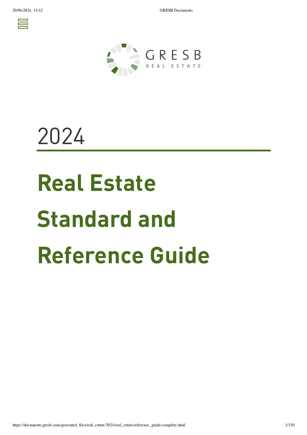 2024 Real Estate Standard and Reference Guide GRESB