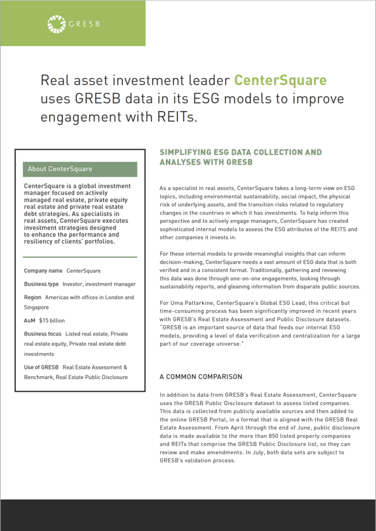 Investor case study CenterSquare GRESB