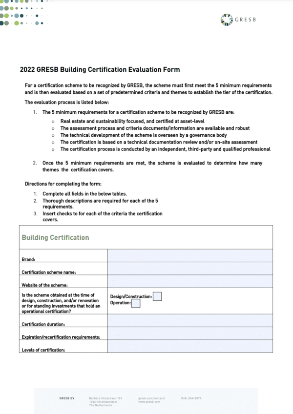 2022 Building Certification Evaluation Form