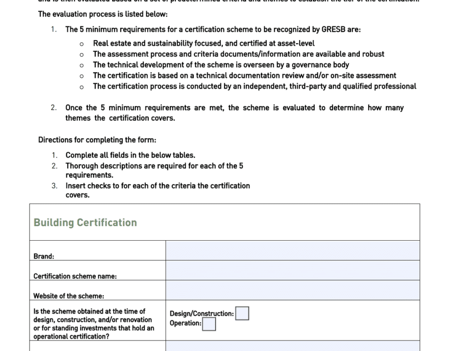 2022 Building Certification Evaluation Form