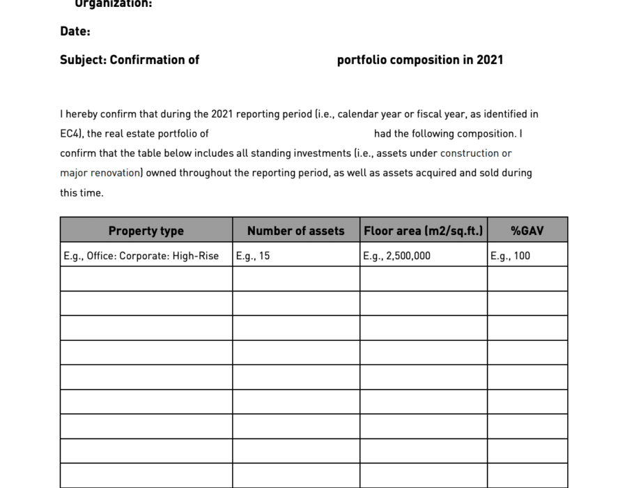 Reporting Scope Evidence Template Development